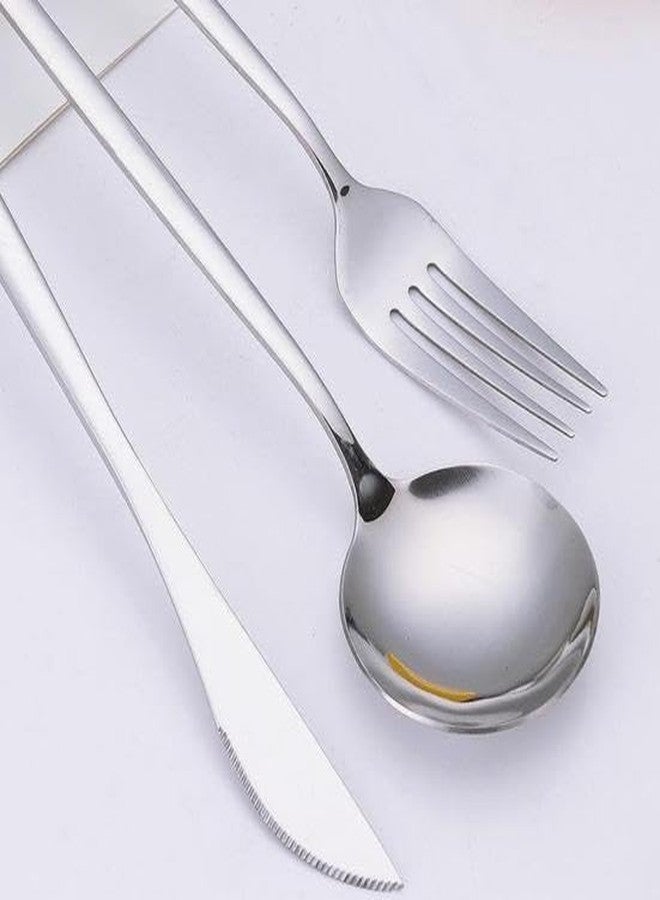 KitchEase 4-Piece Premium Stainless Steel Round Long Table Spoon Set | Korean Dining Spoons for Home, Kitchen, Restaurant Use | Dishwasher Safe (Silver) - Image 3